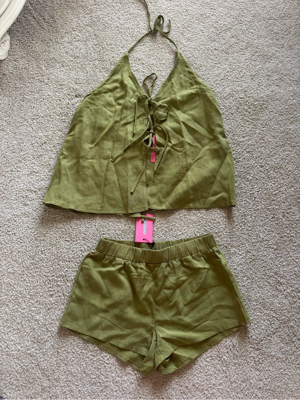 Edikted Olive Halter Lace-Up Set